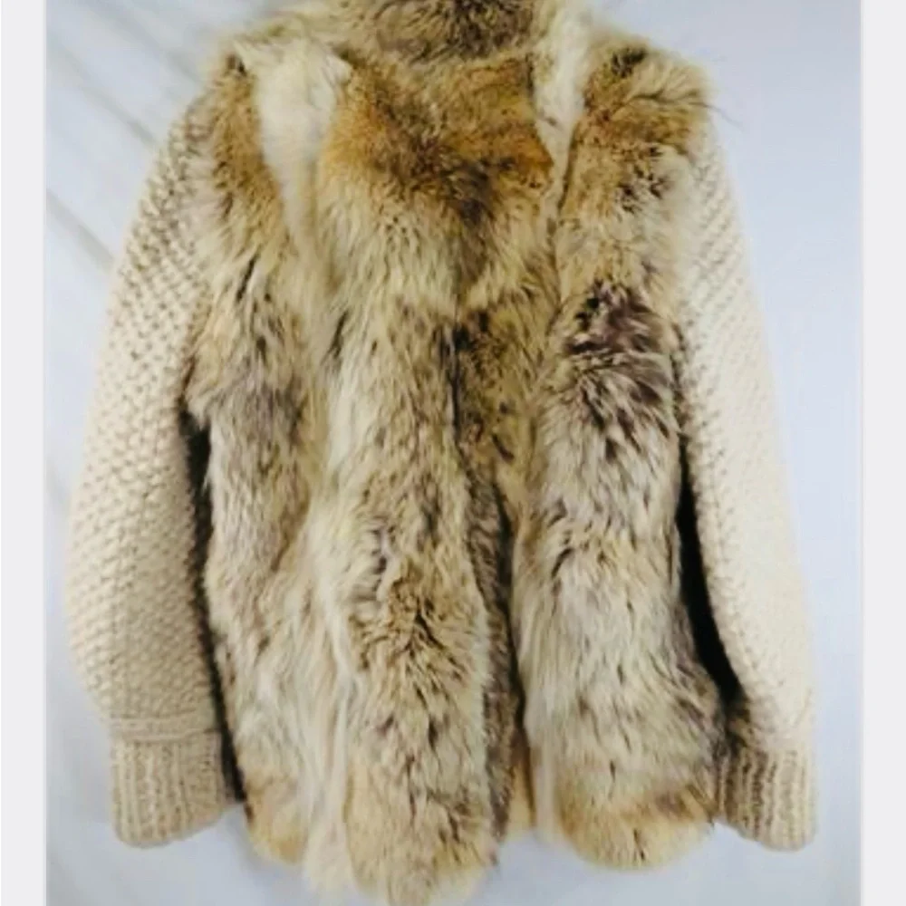 Rare Claude Gilbert Fur & Woven Wool Coat - Picture 3 of 8